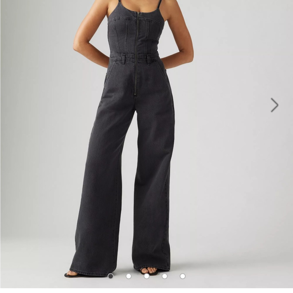 Women's Black Wide-Leg Bustier Jumpsuit
